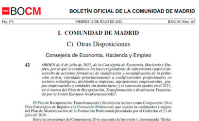 Publicada la convocatoria de ayudas de la Comunidad de Madrid para acciones de formación para empleados y desempleados