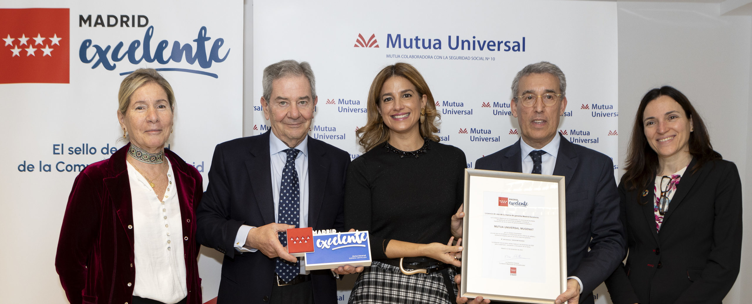 La Comunidad de Madrid reconoce a Mutua Universal con el sello Madrid Excelente por su compromiso social y su apuesta por la sostenibilidad y la innovación