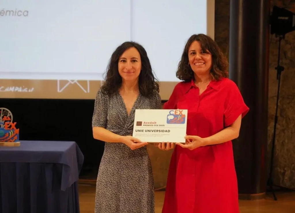 UNIE Universidad recoge el accésit en los Premios CEX 2025 por su buena práctica en marketing y comunicación.